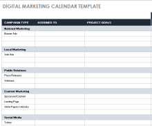 Digital Marketing Calendar Template-Example