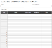 Marketing Campaign Calendar Template Example