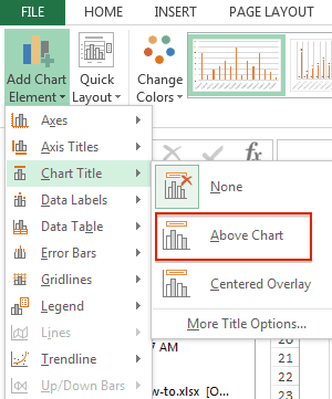 Add title to Excel chart