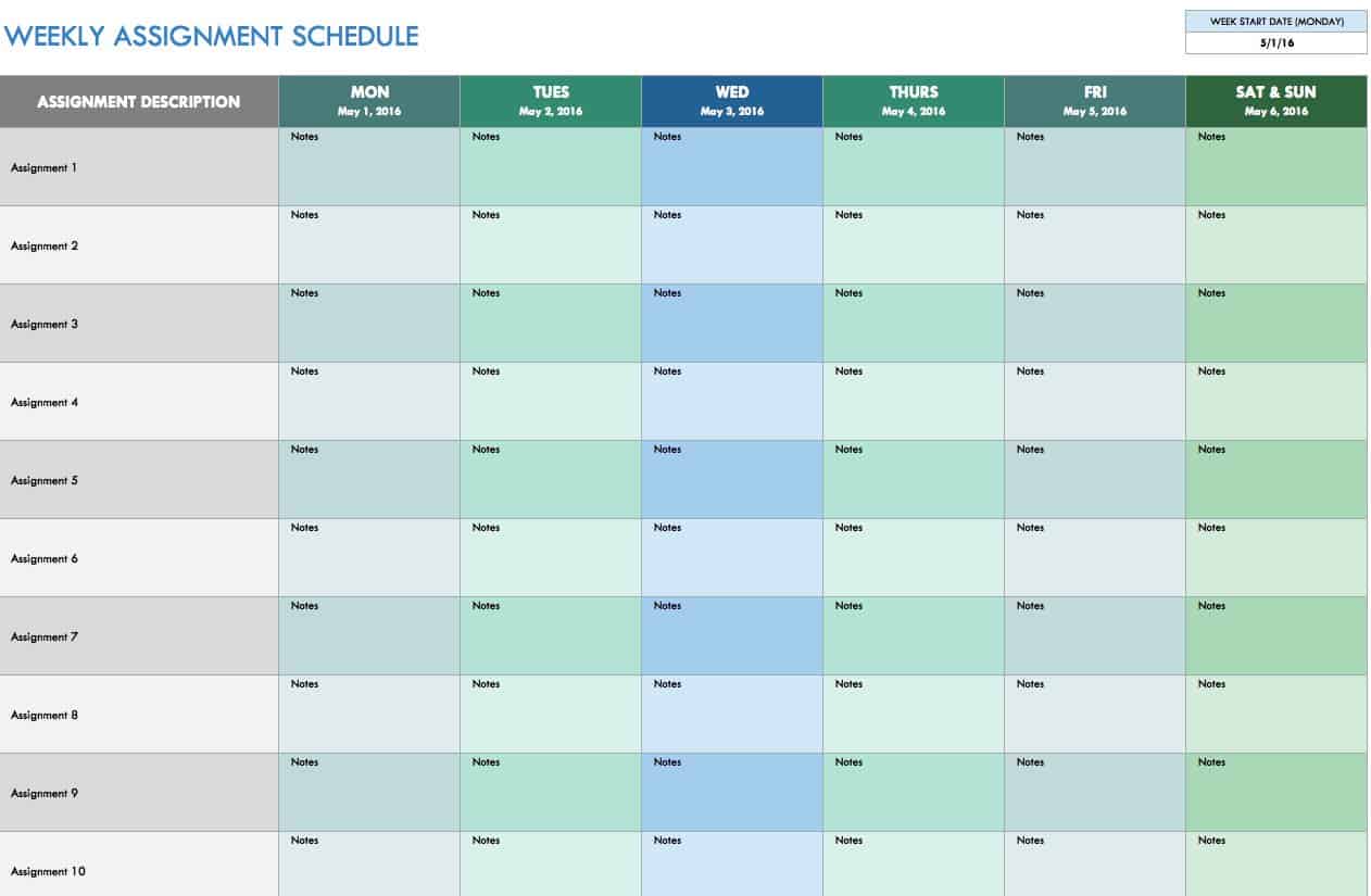 Free Weekly Schedule Templates For Excel - Smartsheet Inside Monthly Meeting Schedule Template