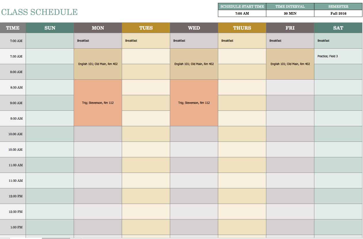 College Study Schedule Template from www.smartsheet.com