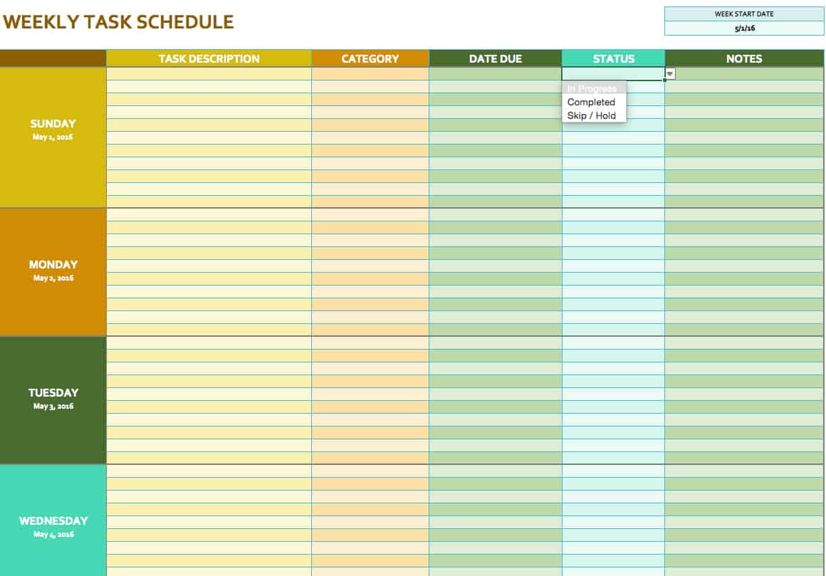 Free Weekly Schedule Templates For Excel Smartsheet