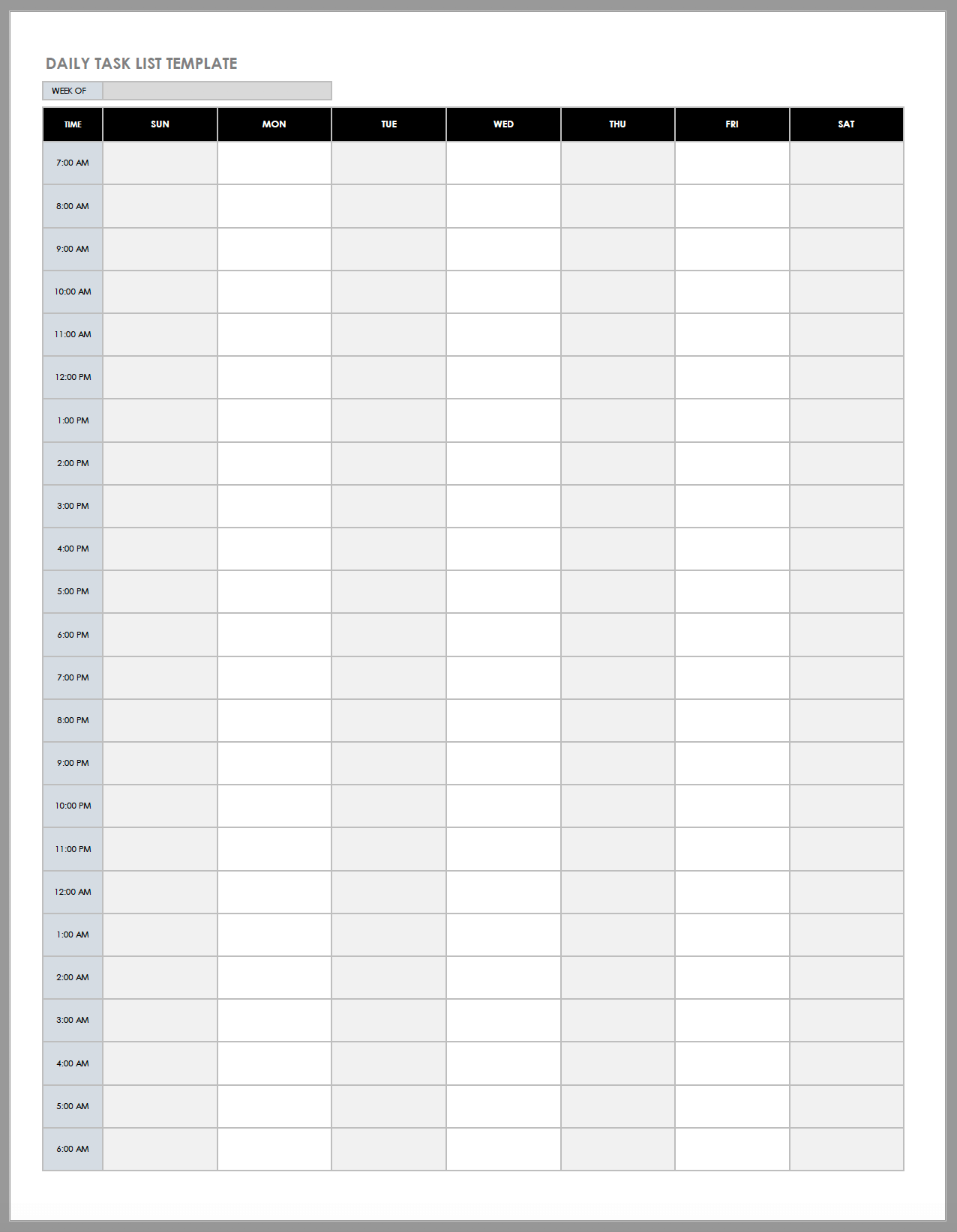 Daily Task List Template