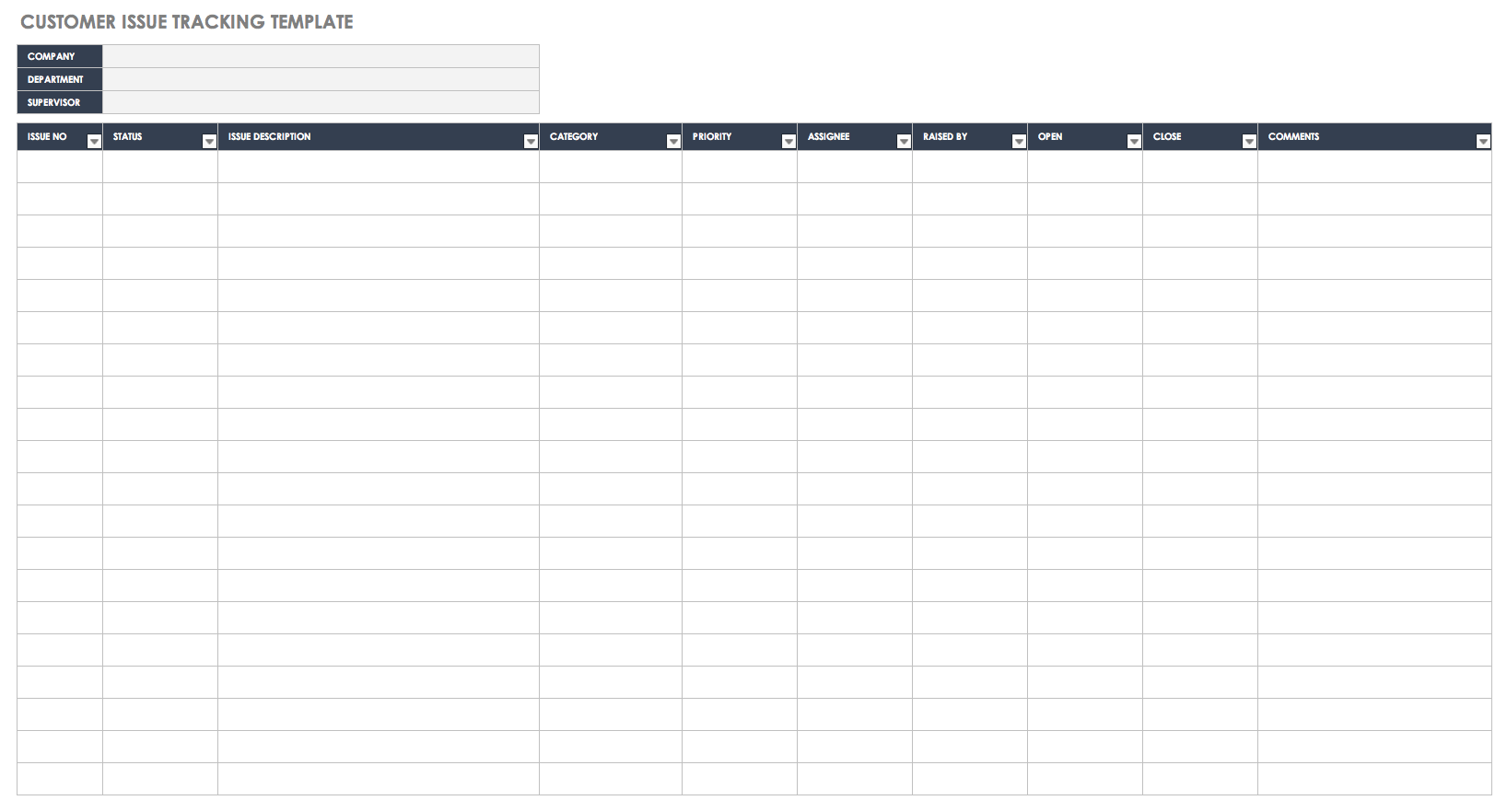 Customer Issue Tracking Template