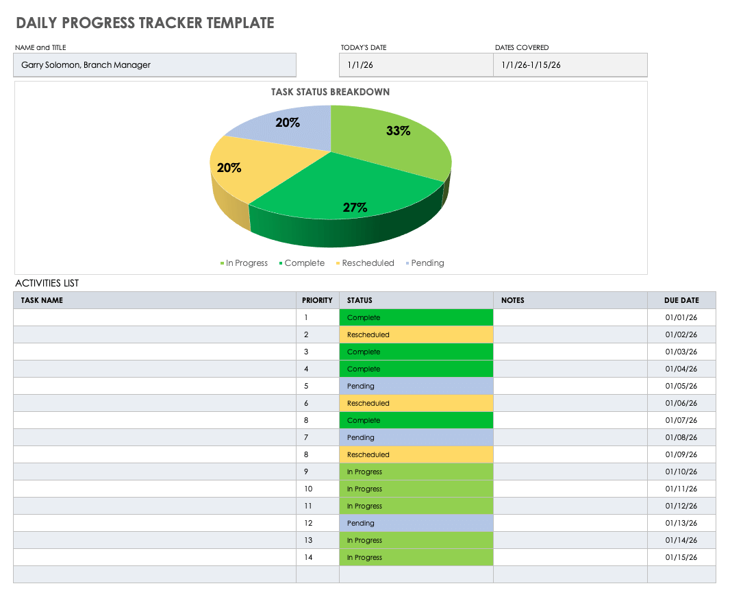 Daily Progress Tracker Template