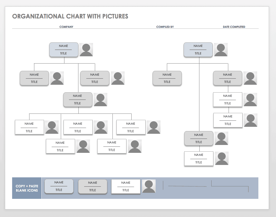 Organizational Chart  Template with Pictures Word