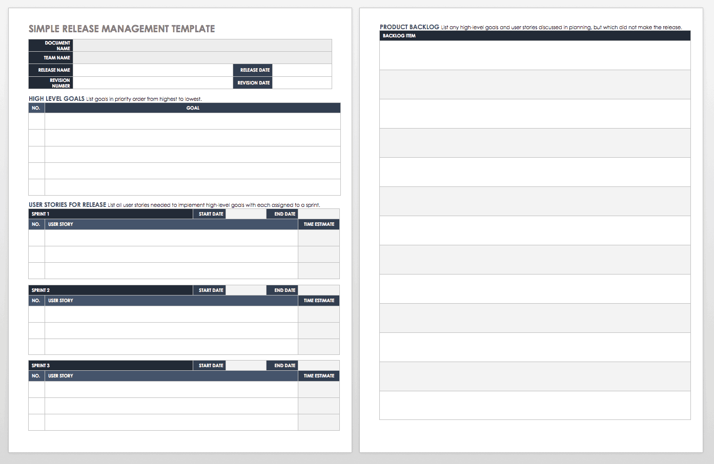 Simple Release Management Template