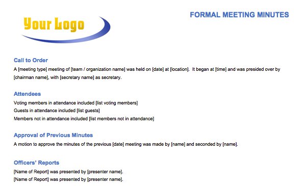 Formal Meeting Minutes Template 